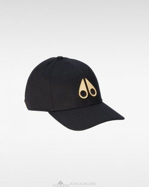Baseball caps Uomo Moose Knuckles Gold Logo Icon Cap Nere Oro | CVH561492