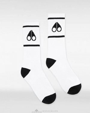 Calzini Donna Moose Knuckles Logo Icon Socks Bianche Nere | XNQ376928