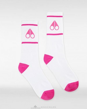 Calzini Uomo Moose Knuckles Logo Icon Socks Bianche Rosa | SEC719504