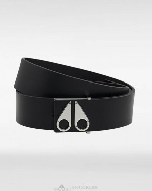 Cinture Uomo Moose Knuckles Logo Icon Belt Argento | XUK830914