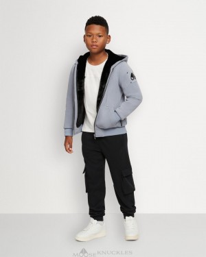 Felpa con Cappuccio Bambino Moose Knuckles Classic Bunny Nere | ROD078129