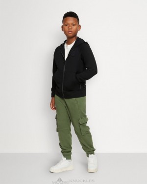 Felpa con Cappuccio Bambino Moose Knuckles Kennedy Zip Hoodie Nere | ZTO012684