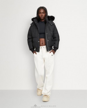 Giacca Bomber Donna Moose Knuckles Cloud Bomber Shearling Nere Nere | UAK560238