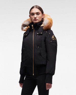 Giacca Bomber Donna Moose Knuckles Gold Debbie Bomber Fur Nere Oro | VIQ396047