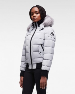 Giacca Bomber Donna Moose Knuckles Onyx Ladriere Bomber Gray Birch / Frost Fox Fur | LNG589327