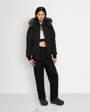 Giacca Bomber Donna Moose Knuckles Onyx Ladriere Bomber Shearling Nere | YWL749103