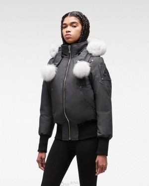 Giacca Bomber Donna Moose Knuckles Original Debbie Bomber Fur Granite / Natural Fox Fur | DFZ549018
