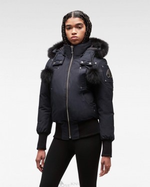 Giacca Bomber Donna Moose Knuckles Original Debbie Bomber Fur Blu Marino Nere | CGT873610