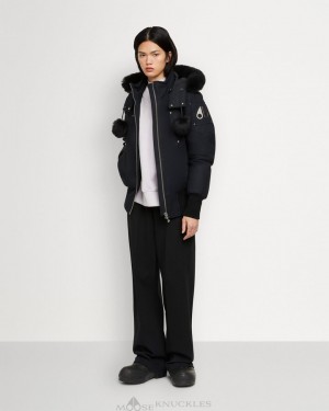 Giacca Bomber Donna Moose Knuckles Original Debbie Bomber Shearling Blu Marino Nere | NSL806214