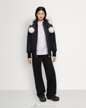 Giacca Bomber Donna Moose Knuckles Original Debbie Bomber Shearling Blu Marino | SRJ094827