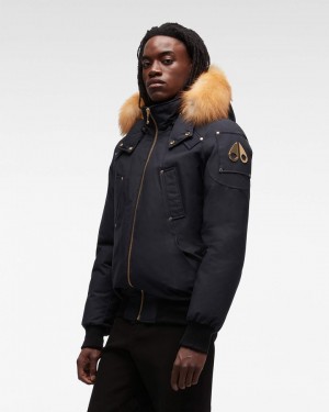 Giacca Bomber Uomo Moose Knuckles Gold Ballistic Bomber Fur Blu Marino Oro | ZCT708912