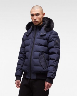 Giacca Bomber Uomo Moose Knuckles Onyx Scotchtown Bomber Blu Marino Nere | DTM617958
