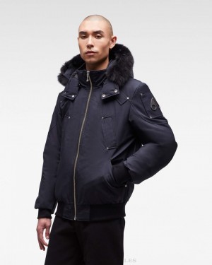 Giacca Bomber Uomo Moose Knuckles Original Ballistic Bomber Fur Blu Marino Nere | NJP586071