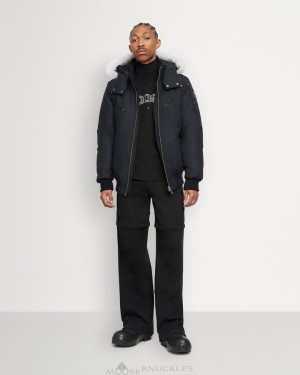 Giacca Bomber Uomo Moose Knuckles Original Ballistic Bomber Shearling Blu Marino | WSB562971