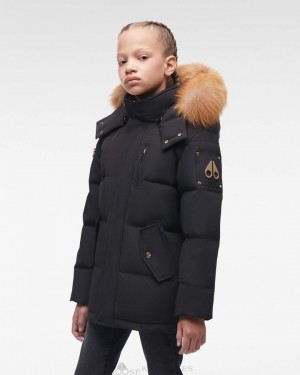 Giacche Bambino Moose Knuckles Gold 3q Fur Nere Oro | BXR346182