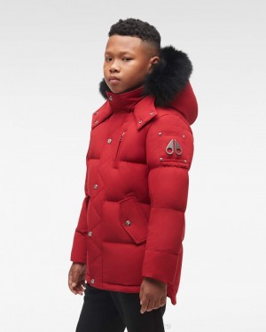 Giacche Bambino Moose Knuckles Original 3q Fur Rosse Profondo Nere | GYF214057