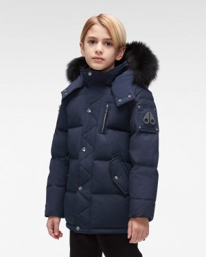 Giacche Bambino Moose Knuckles Original 3q Fur Blu Marino Nere | HEB315402