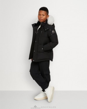 Giacche Bambino Moose Knuckles Original 3q Shearling Nere | IBC789246