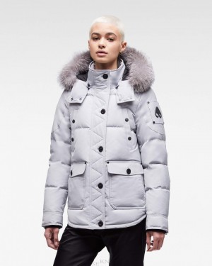 Giacche Donna Moose Knuckles Onyx Anguille Jacket Gray Birch / Frost Fox Fur | KLU852397