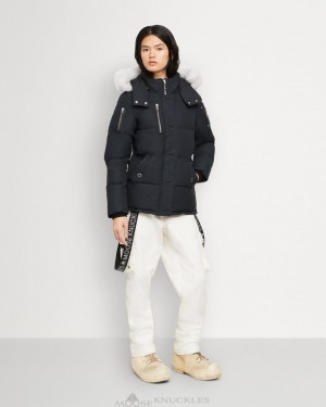 Giacche Donna Moose Knuckles Original 3q Shearling Blu Marino | HMT340856