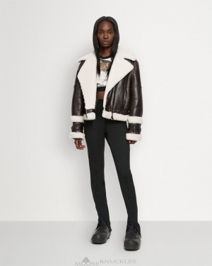 Giacche Donna Moose Knuckles Prado Moto Jacket Marroni | ZGL586091