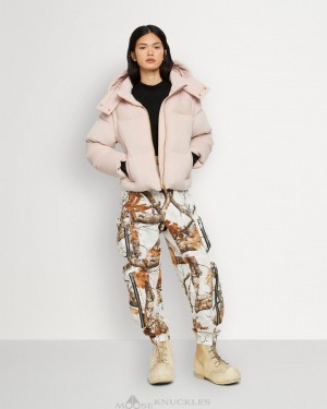 Giacche Donna Moose Knuckles Velour Comptoir Puffer Rosa | ORJ491527