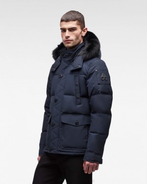 Giacche Uomo Moose Knuckles Onyx Round Island Jacket Blu Marino Nere | DHJ710396