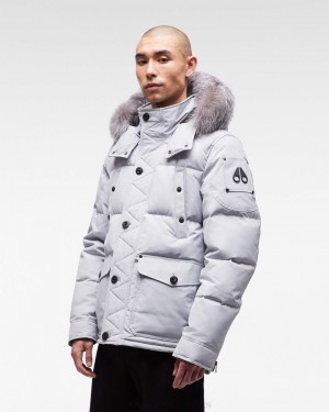 Giacche Uomo Moose Knuckles Onyx Round Island Jacket Gray Birch / Frost Fox Fur | BEG287945