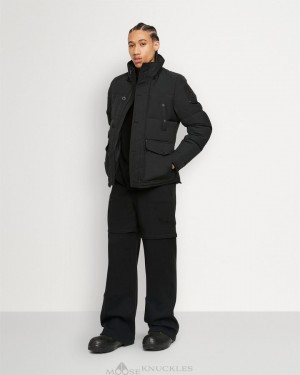 Giacche Uomo Moose Knuckles Onyx Round Island Jacket Shearling Nere | AKE240697
