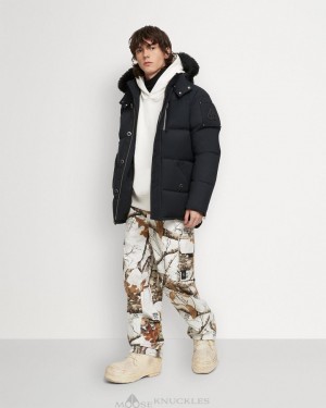 Giacche Uomo Moose Knuckles Original 3q Jacket Shearling Blu Marino Nere | IWT512603