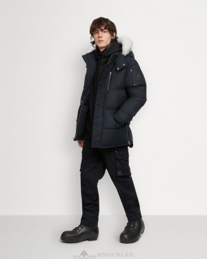 Giacche Uomo Moose Knuckles Original 3q Jacket Shearling Blu Marino | PXM730465