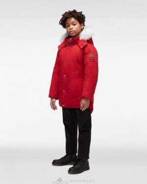 Parkas Bambino Moose Knuckles Original Parka Fur Rosse Profondo Nere | NHW089364