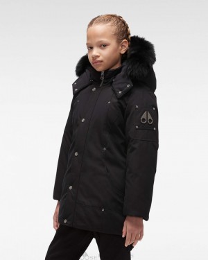 Parkas Bambino Moose Knuckles Original Parka Fur Nere Nere | HRU607184
