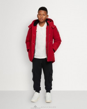 Parkas Bambino Moose Knuckles Original Parka Rosse Profondo | TLJ023856