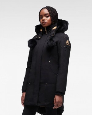 Parkas Donna Moose Knuckles Gold Stirling Parka Fur Nere Nere | CYL134290