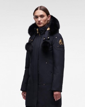 Parkas Donna Moose Knuckles Gold Stirling Parka Fur Blu Marino Nere | KMX970314