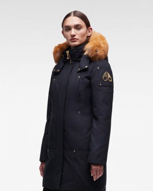 Parkas Donna Moose Knuckles Gold Stirling Parka Fur Blu Marino Oro | YAE970268