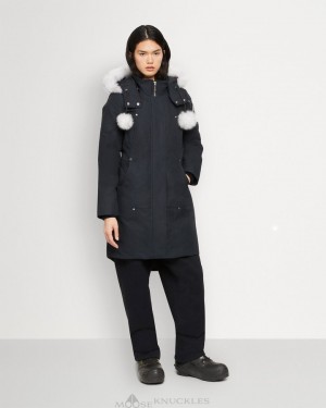 Parkas Donna Moose Knuckles Original Stirling Parka Shearling Blu Marino | VKN956738