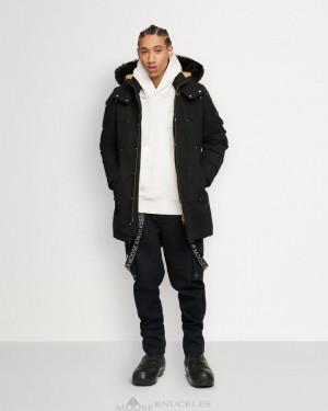 Parkas Uomo Moose Knuckles Gold Stirling Parka Neoshear Nere Nere | JET842069
