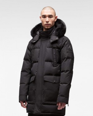 Parkas Uomo Moose Knuckles Onyx Big Ridge Parka Nere Nere | PRO867401