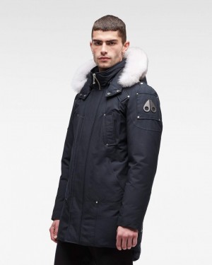 Parkas Uomo Moose Knuckles Original Stirling Parka Fur Blu Marino | QVO045387