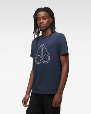 Tees Uomo Moose Knuckles Gerrard Tee Blu Marino | WYL976014