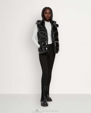 Vests Donna Moose Knuckles Glossy Park Vest Nere | SGP039814