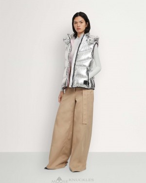 Vests Donna Moose Knuckles Metallic Park Vest Argento | UZS927061