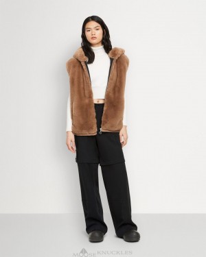 Vests Donna Moose Knuckles State Bunny Vest Wood Smoke | JOU803125