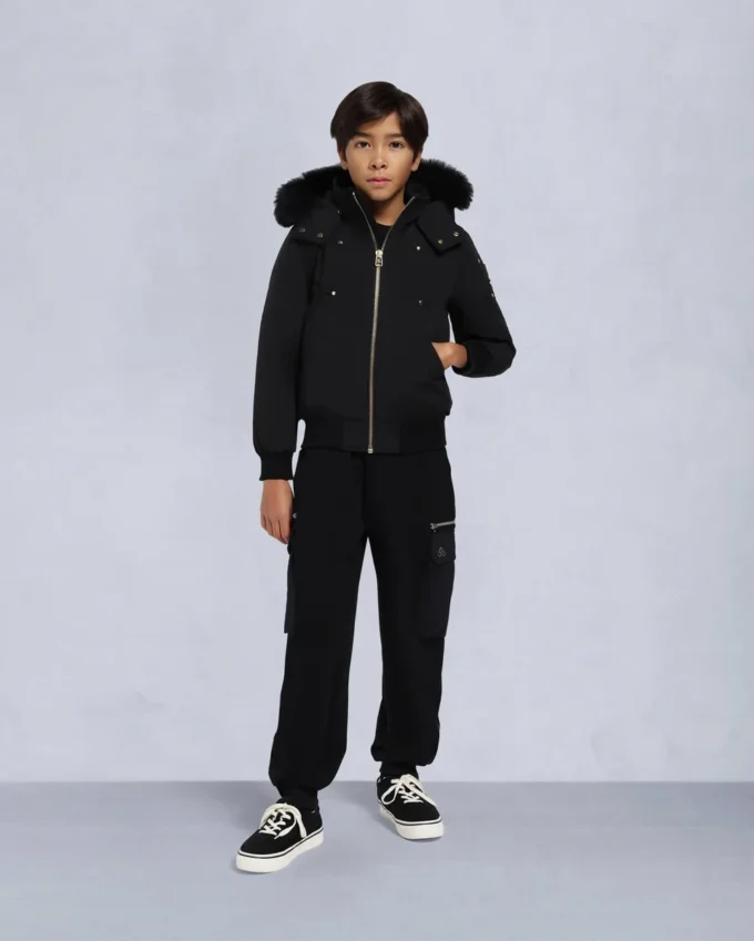 Bomber unisex per bambini con bordi in shearling originale