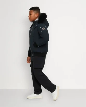 Bomber unisex per bambini con bordi in shearling originale