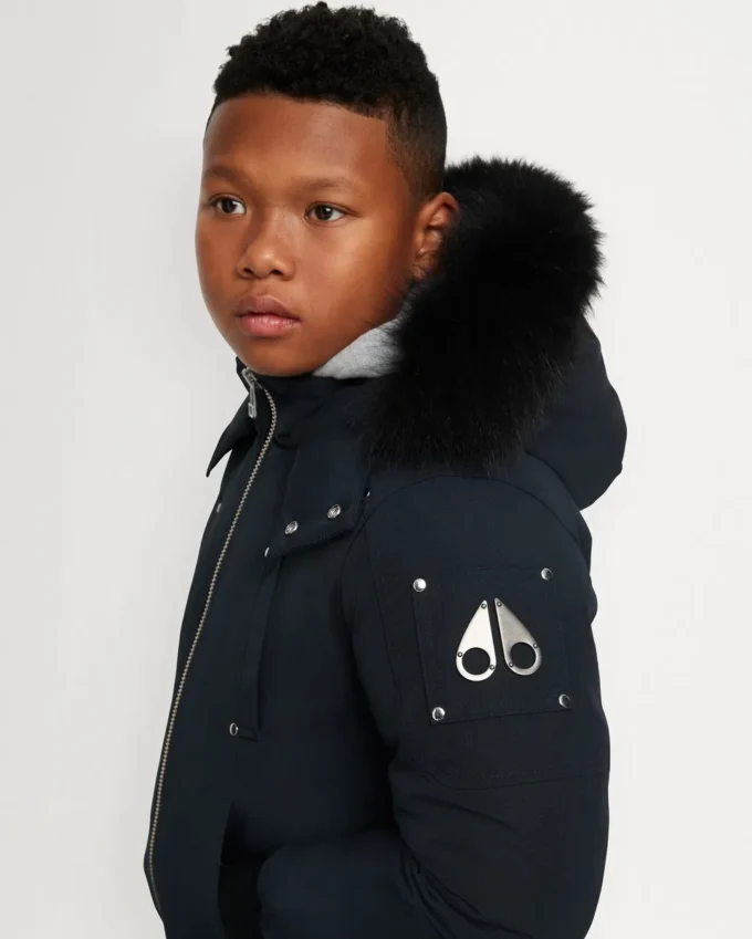Bomber unisex per bambini con bordi in shearling originale