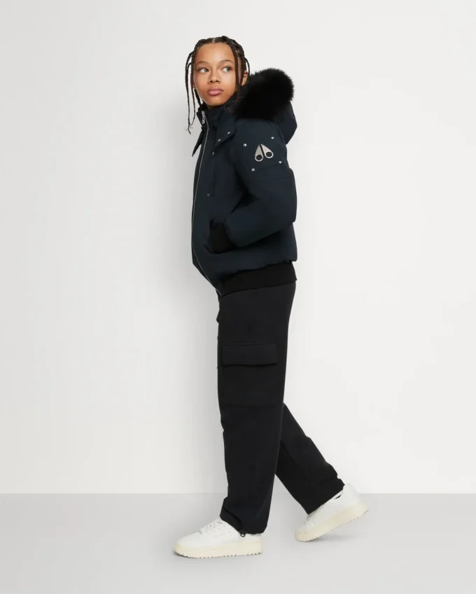 Bomber unisex per bambini con bordi in shearling originale