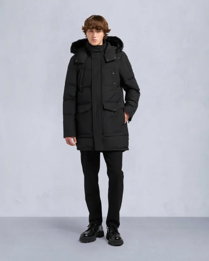 Parka Big Ridge con bordi in shearling color onice